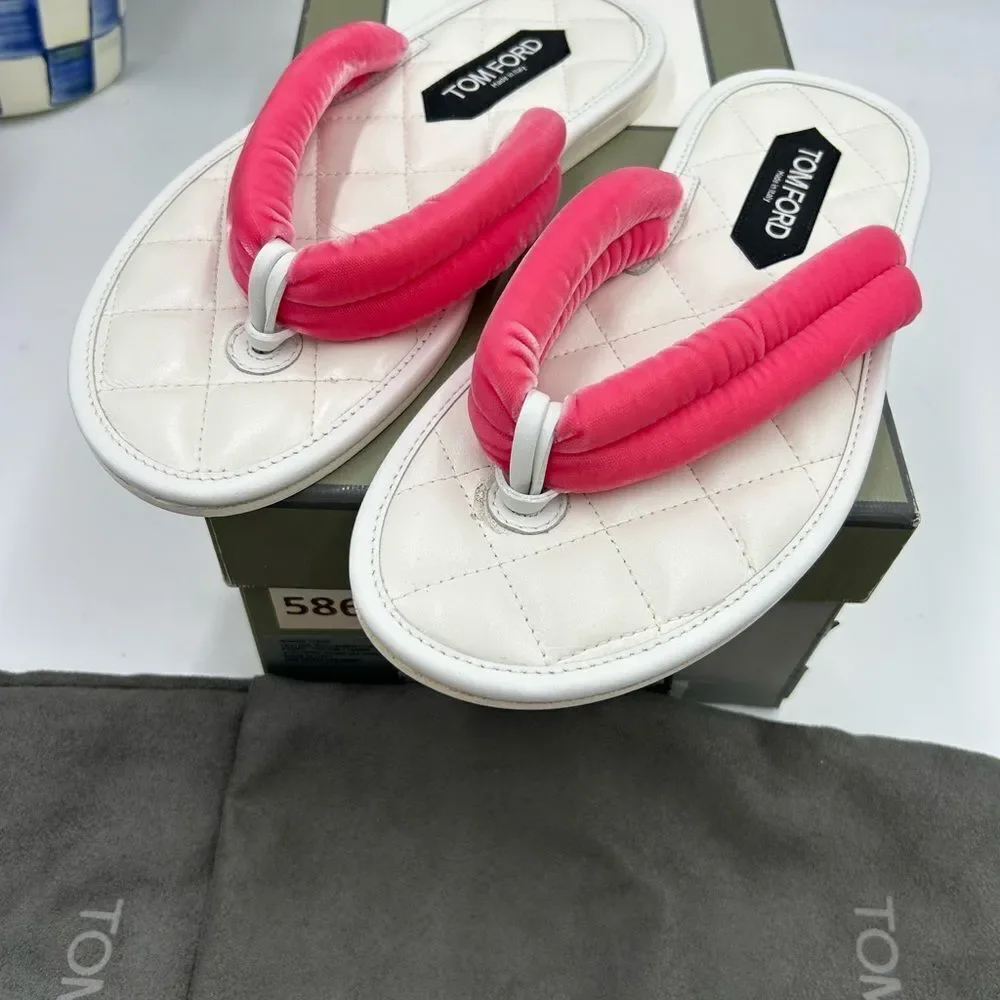 Women's Tom Ford pink 
Flip-flop sandals size 37.5 made in Italy - Picture 10 of 10